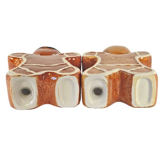 Gingerbread Salt Pepper Shakers, 2 Tea Light Holders Christmas Decor Set Ceramic - Picture 6 of 16